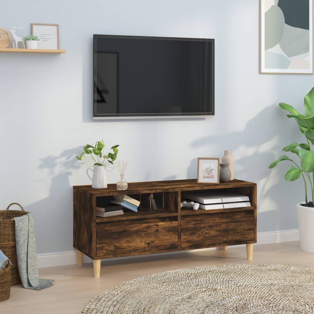 Meuble TV chêne fumé 100x34,5x44,5 cm bois d'ingénierie - XIOS