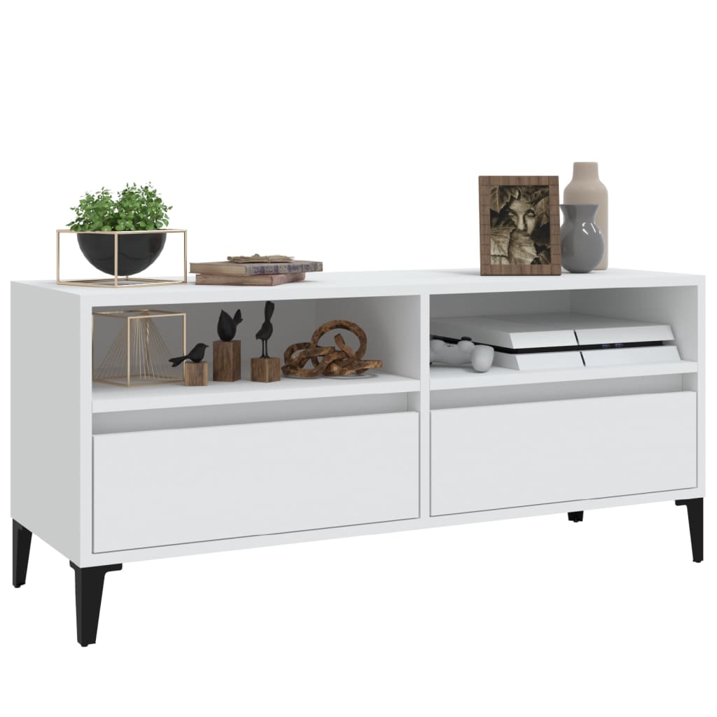 Meuble TV blanc 100x34,5x44,5 cm bois d'ingénierie - XIOS