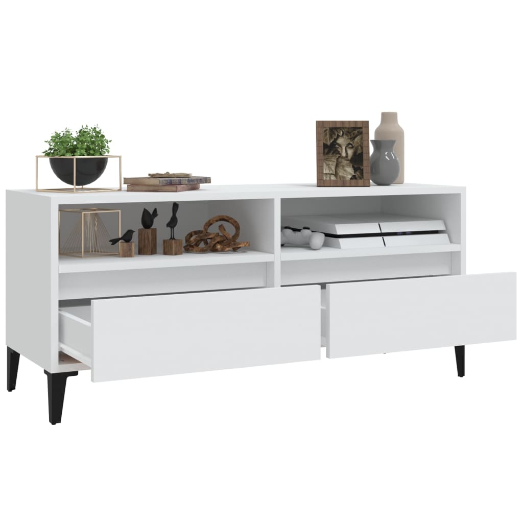 Meuble TV blanc 100x34,5x44,5 cm bois d'ingénierie - XIOS