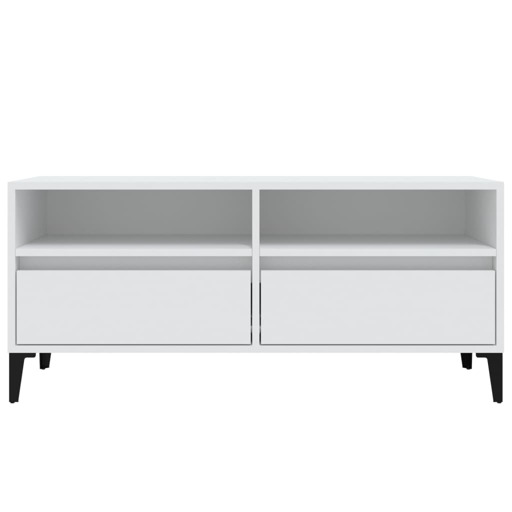 Meuble TV blanc 100x34,5x44,5 cm bois d'ingénierie - XIOS