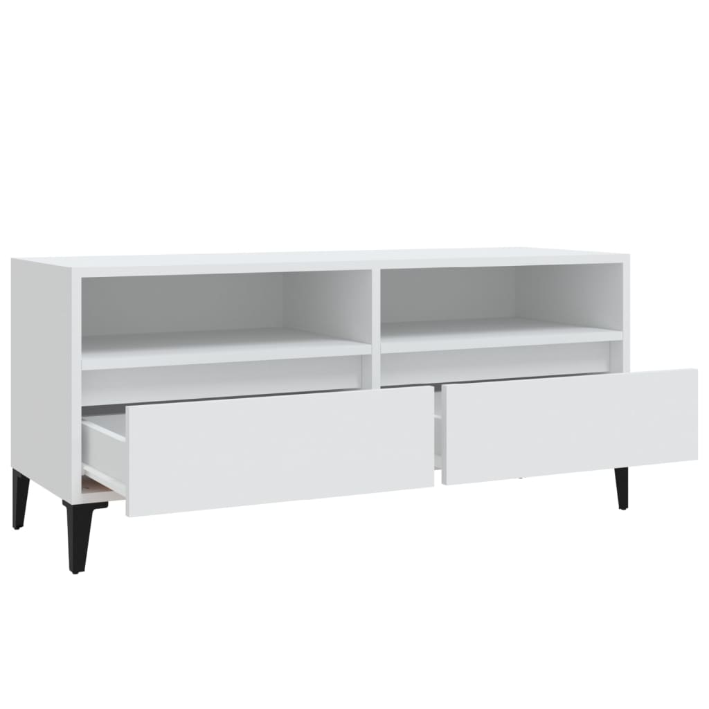 Meuble TV blanc 100x34,5x44,5 cm bois d'ingénierie - XIOS