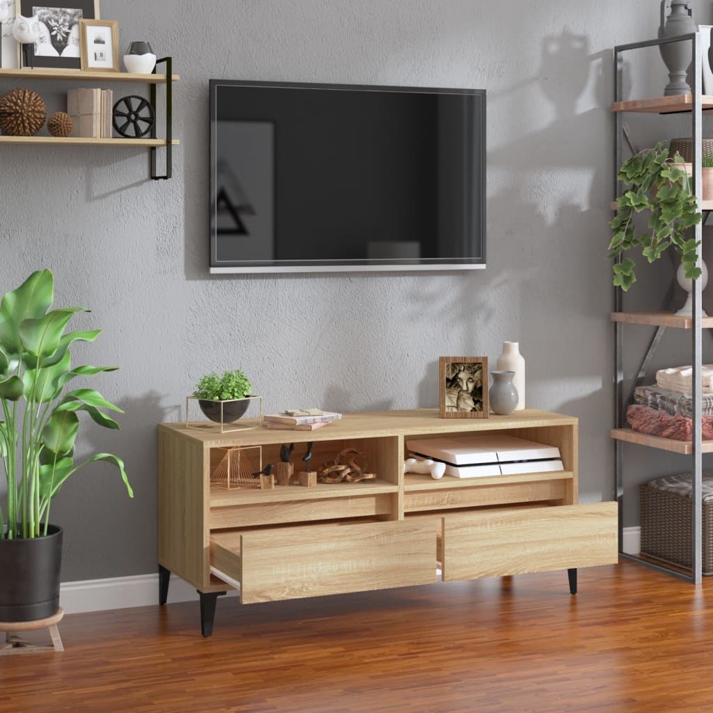 Meuble TV chêne sonoma 100x34,5x44,5 cm bois d'ingénierie - XIOS
