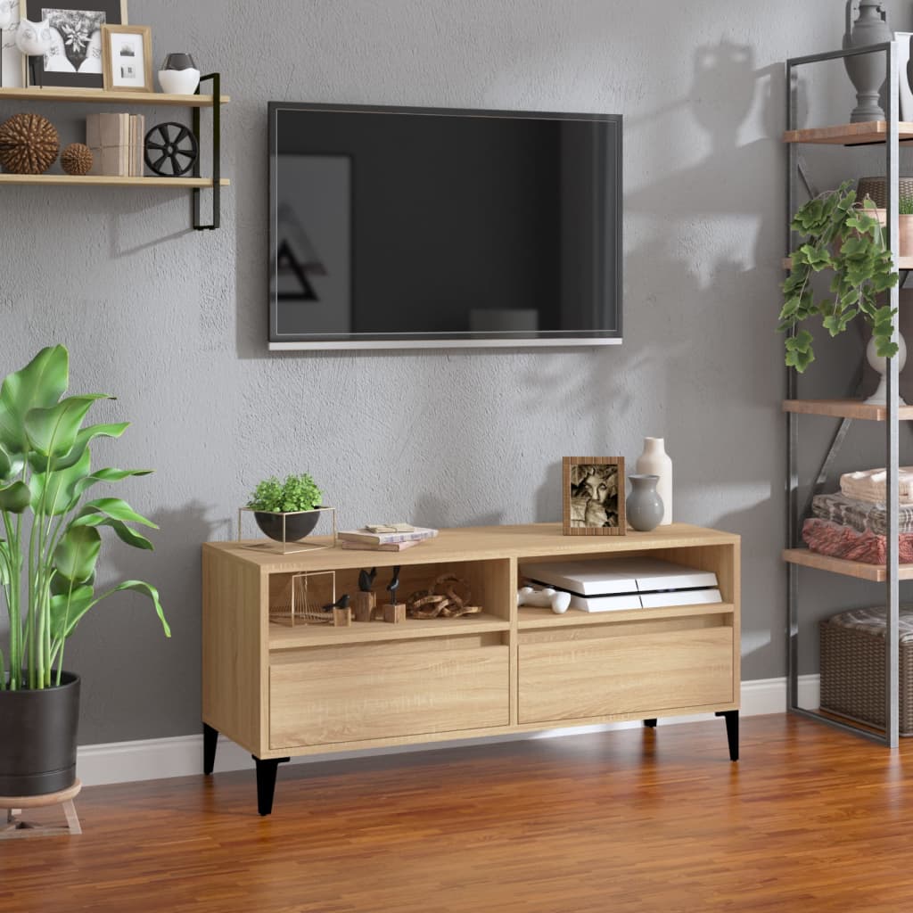 Meuble TV chêne sonoma 100x34,5x44,5 cm bois d'ingénierie - XIOS