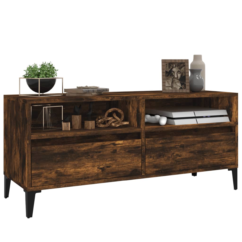 Meuble TV chêne fumé 100x34,5x44,5 cm bois d'ingénierie - XIOS