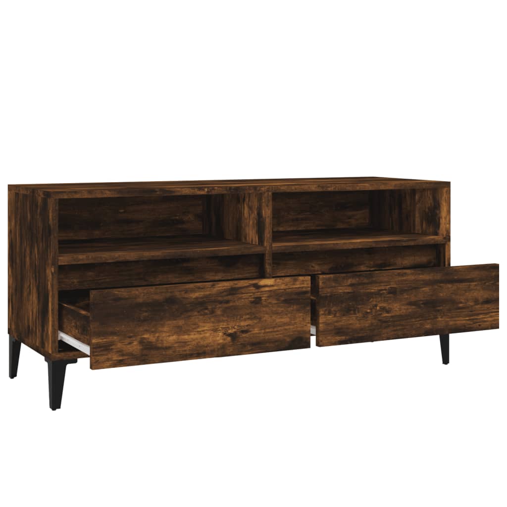 Meuble TV chêne fumé 100x34,5x44,5 cm bois d'ingénierie - XIOS