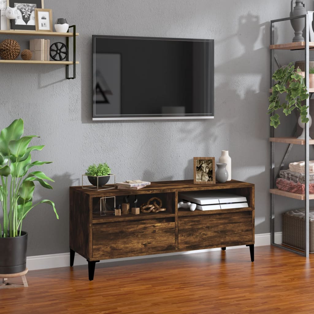 Meuble TV chêne fumé 100x34,5x44,5 cm bois d'ingénierie - XIOS