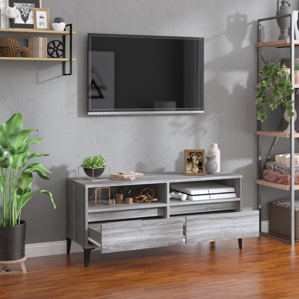 Meuble TV sonoma gris 100x34,5x44,5 cm bois d'ingénierie - XIOS