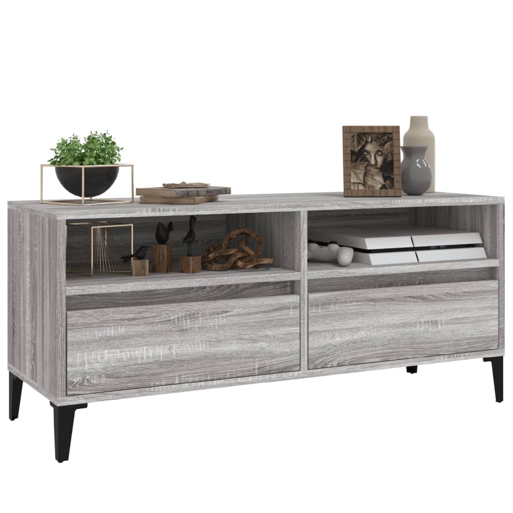 Meuble TV sonoma gris 100x34,5x44,5 cm bois d'ingénierie - XIOS
