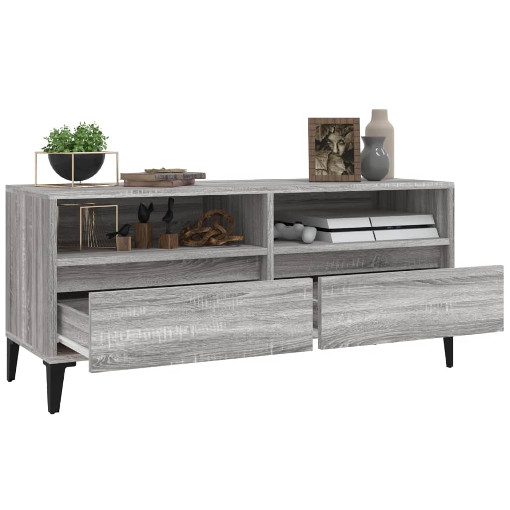 Meuble TV sonoma gris 100x34,5x44,5 cm bois d'ingénierie - XIOS