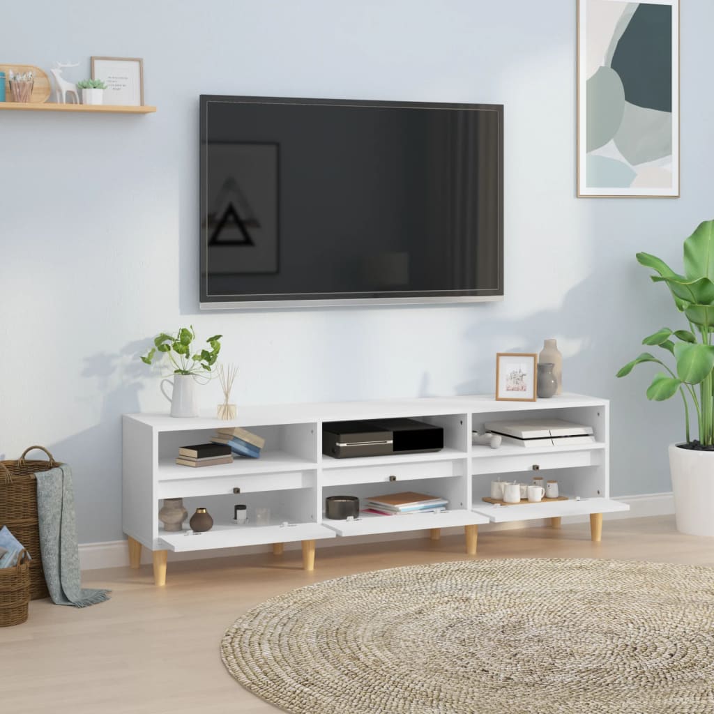 Meuble TV blanc 150x30x44,5 cm bois d'ingénierie - XIOS