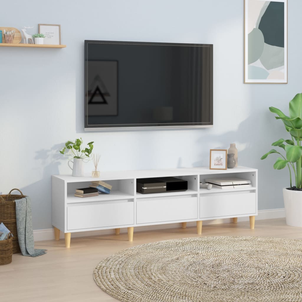 Meuble TV blanc 150x30x44,5 cm bois d'ingénierie - XIOS