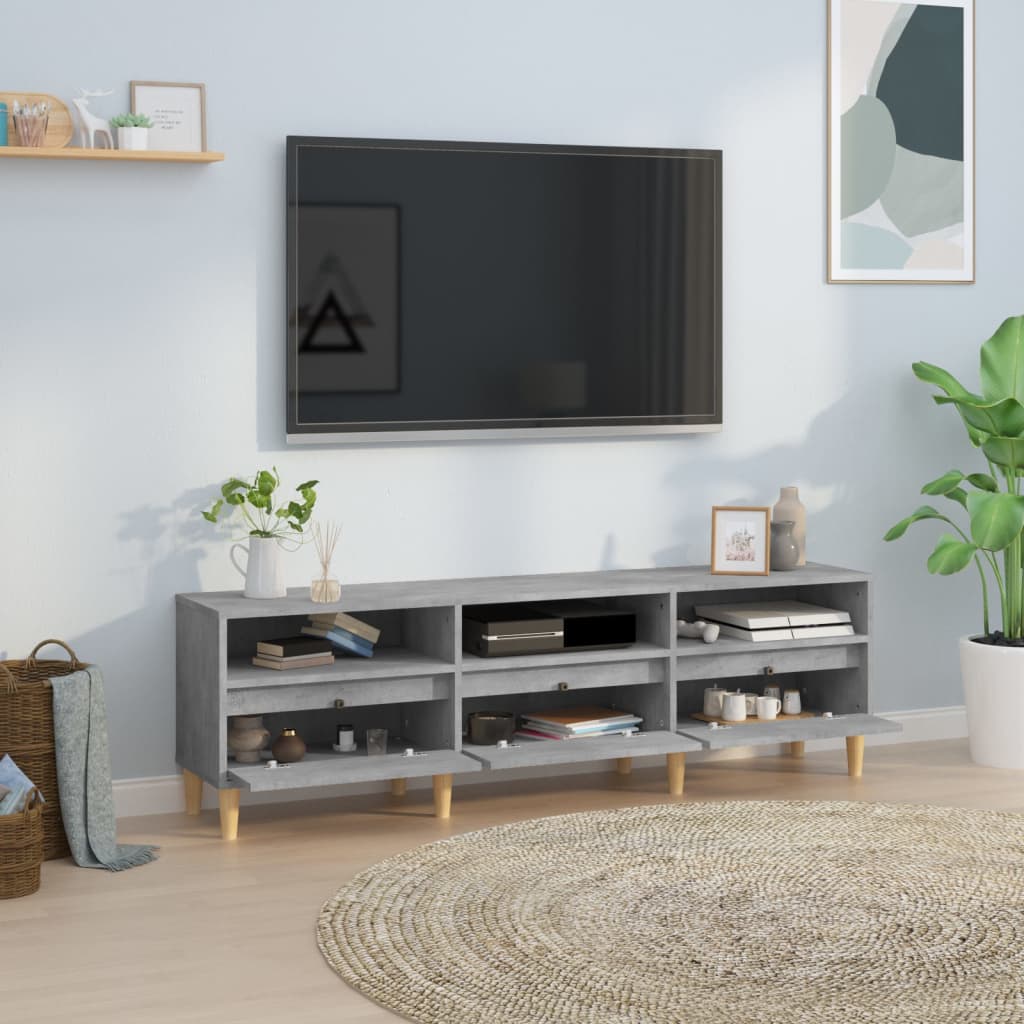 Meuble TV gris béton 150x30x44,5 cm bois d'ingénierie - XIOS