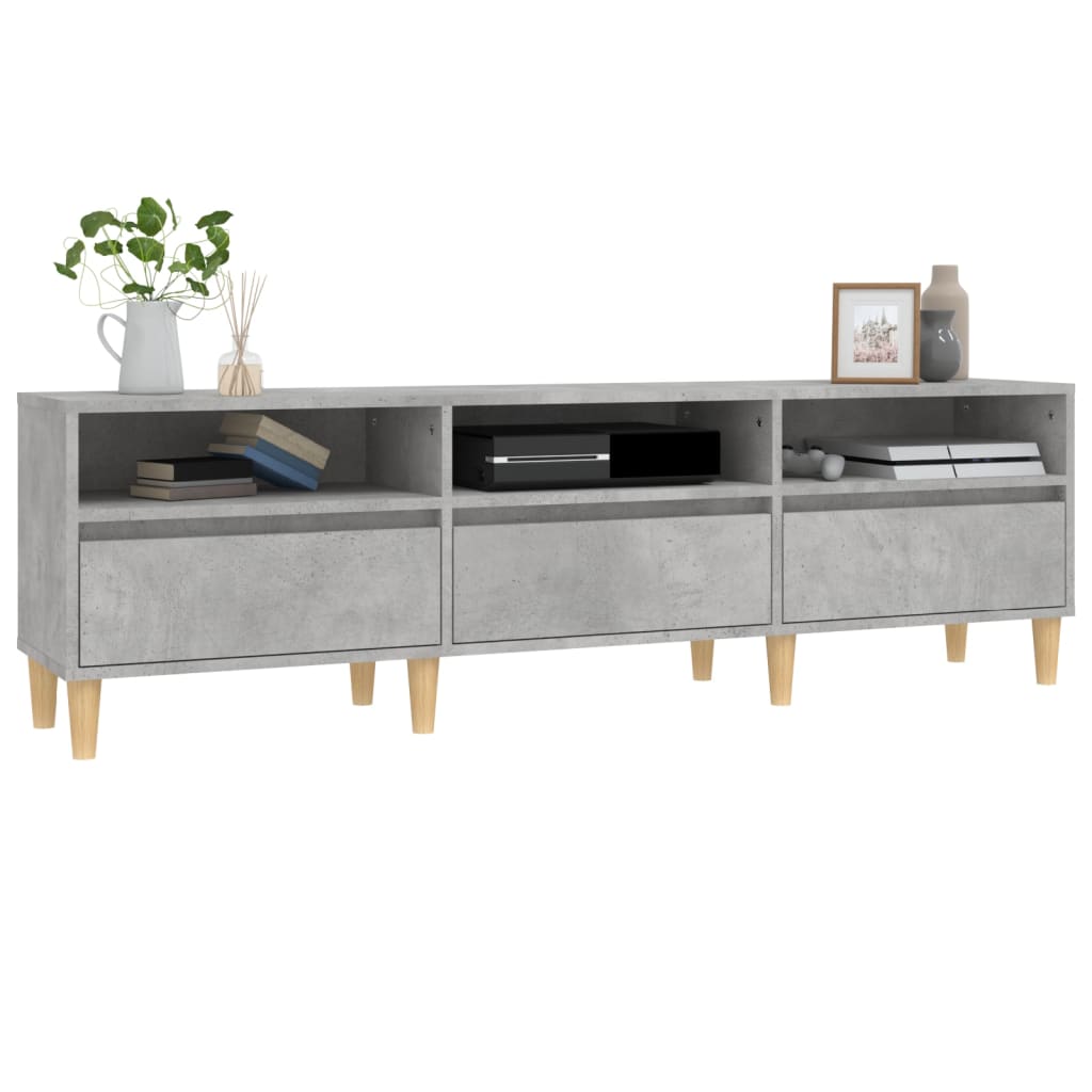 Meuble TV gris béton 150x30x44,5 cm bois d'ingénierie - XIOS
