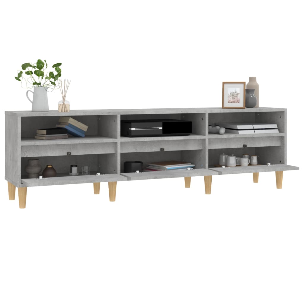 Meuble TV gris béton 150x30x44,5 cm bois d'ingénierie - XIOS