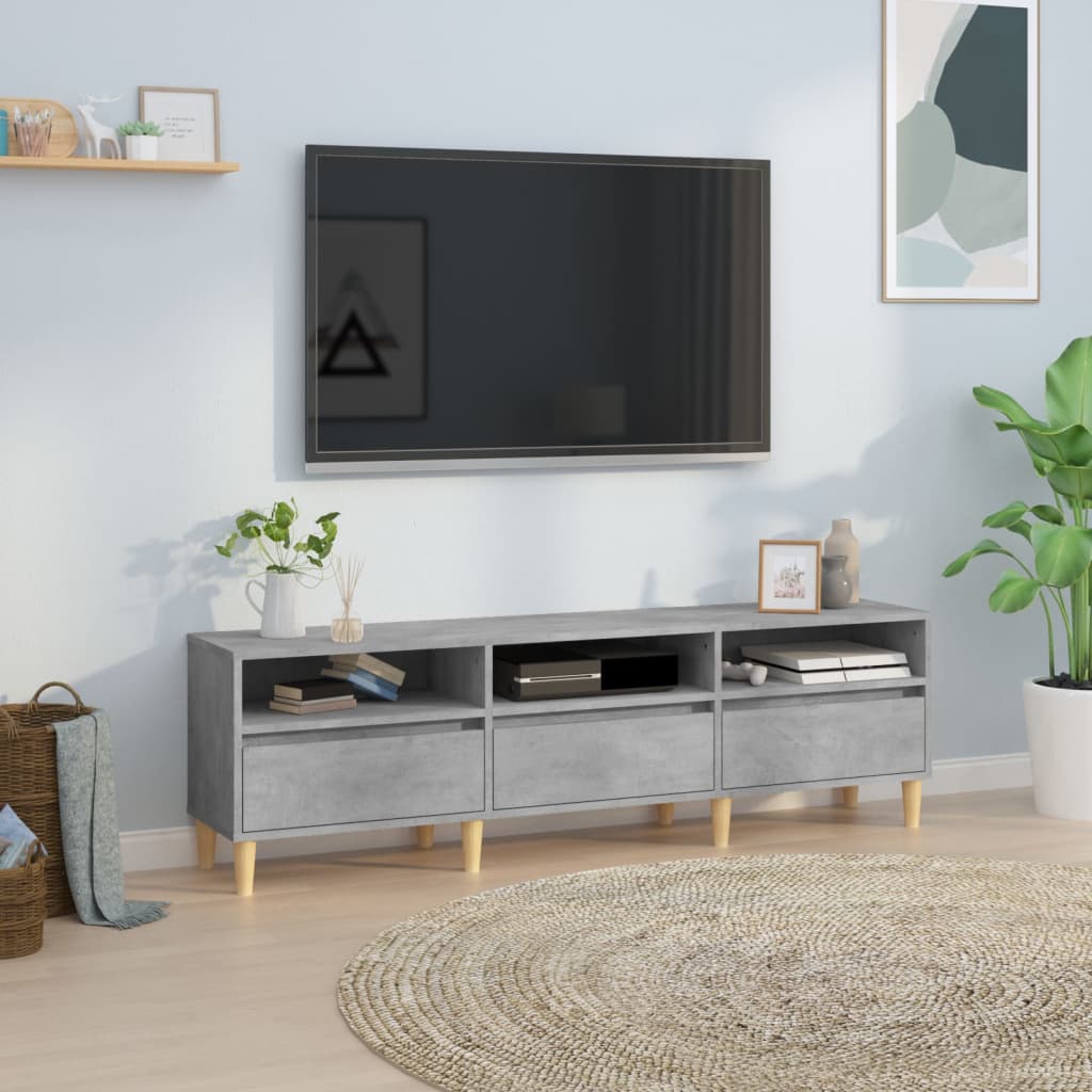 Meuble TV gris béton 150x30x44,5 cm bois d'ingénierie - XIOS