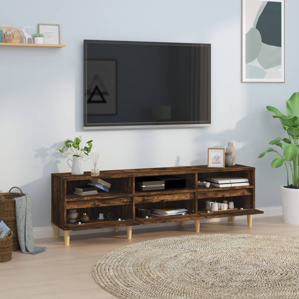 Meuble TV chêne fumé 150x30x44,5 cm bois d'ingénierie - XIOS
