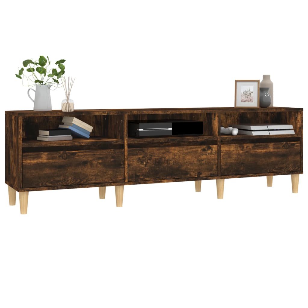 Meuble TV chêne fumé 150x30x44,5 cm bois d'ingénierie - XIOS