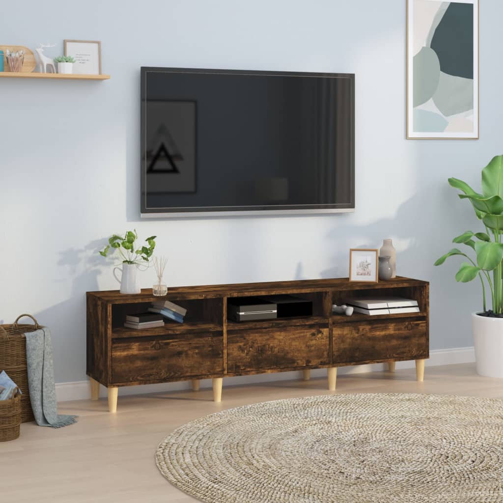 Meuble TV chêne fumé 150x30x44,5 cm bois d'ingénierie - XIOS