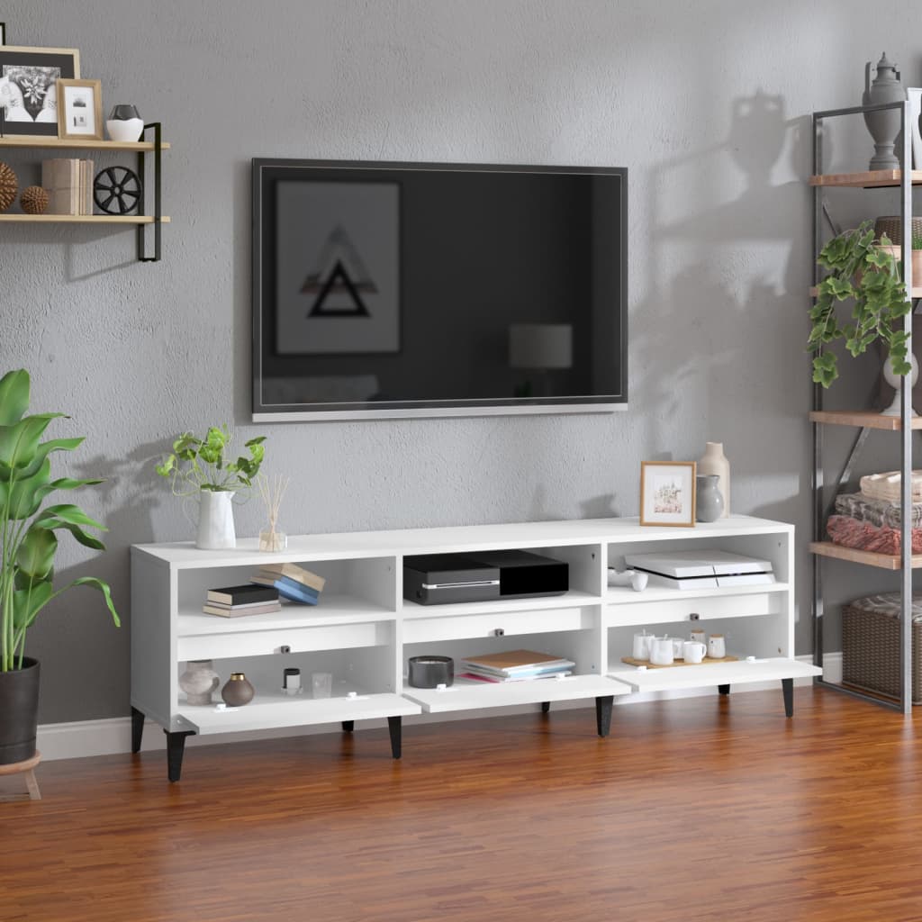 Meuble TV blanc 150x30x44,5 cm bois d'ingénierie - XIOS