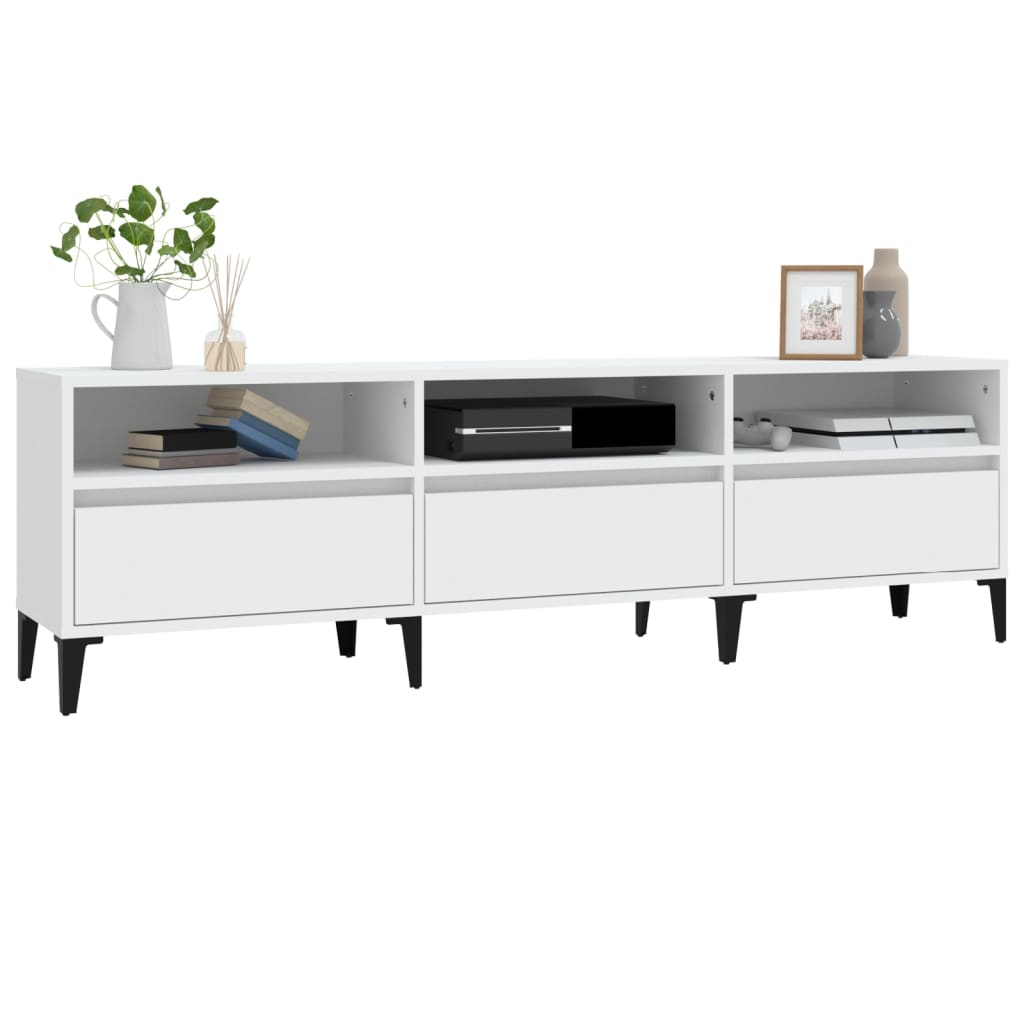 Meuble TV blanc 150x30x44,5 cm bois d'ingénierie - XIOS