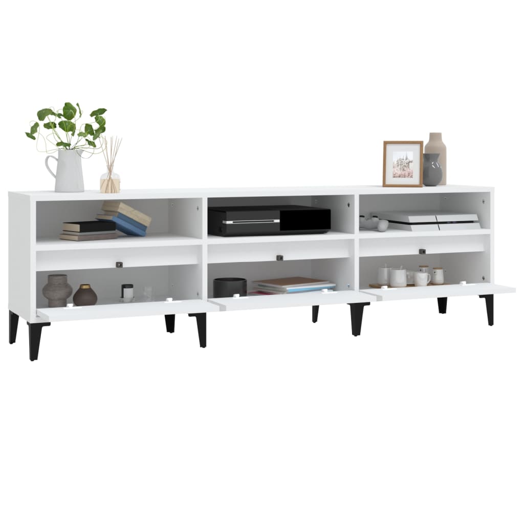 Meuble TV blanc 150x30x44,5 cm bois d'ingénierie - XIOS