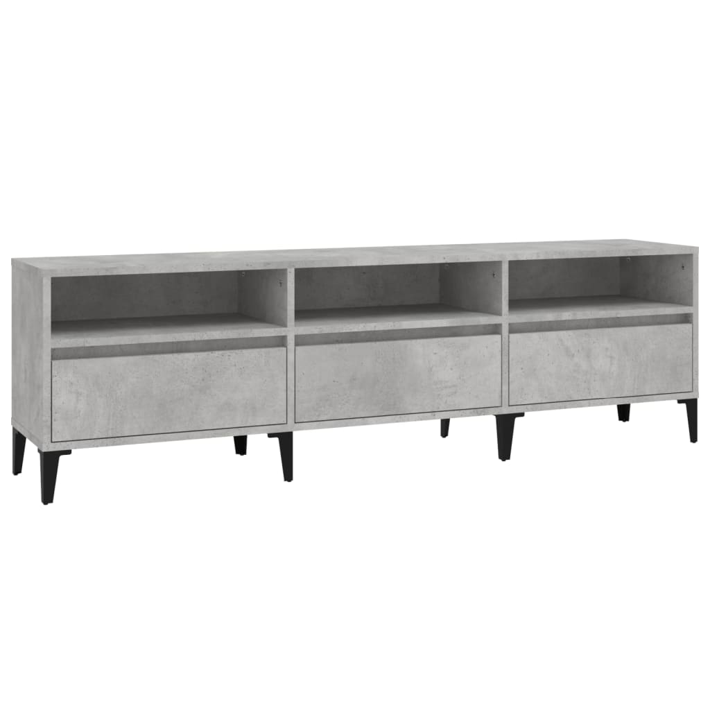 Meuble TV gris béton 150x30x44,5 cm bois d'ingénierie - XIOS