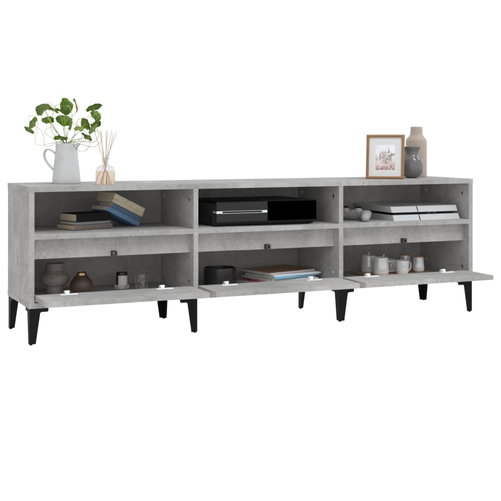 Meuble TV gris béton 150x30x44,5 cm bois d'ingénierie - XIOS