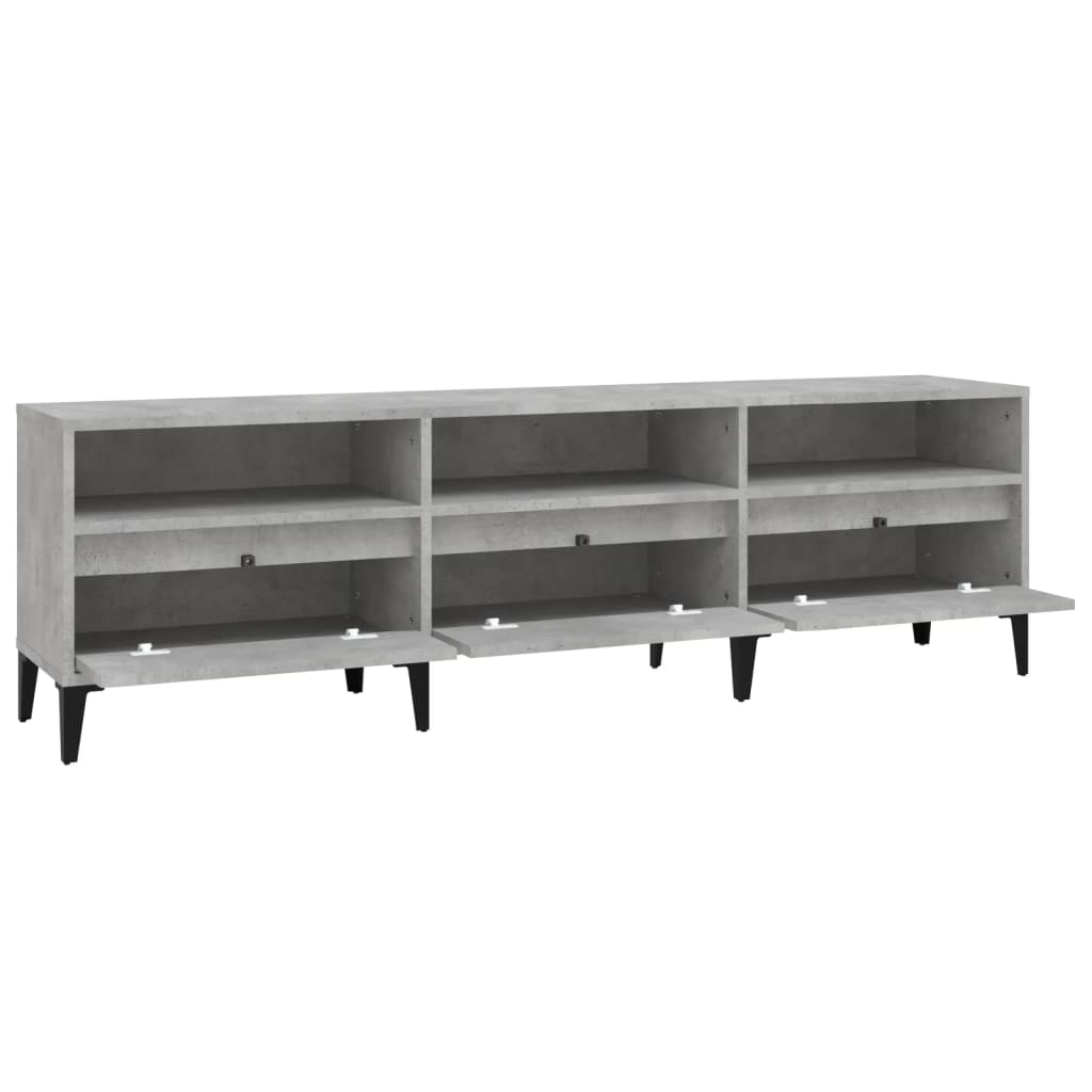 Meuble TV gris béton 150x30x44,5 cm bois d'ingénierie - XIOS