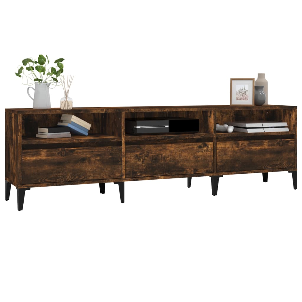 Meuble TV chêne fumé 150x30x44,5 cm bois d'ingénierie - XIOS