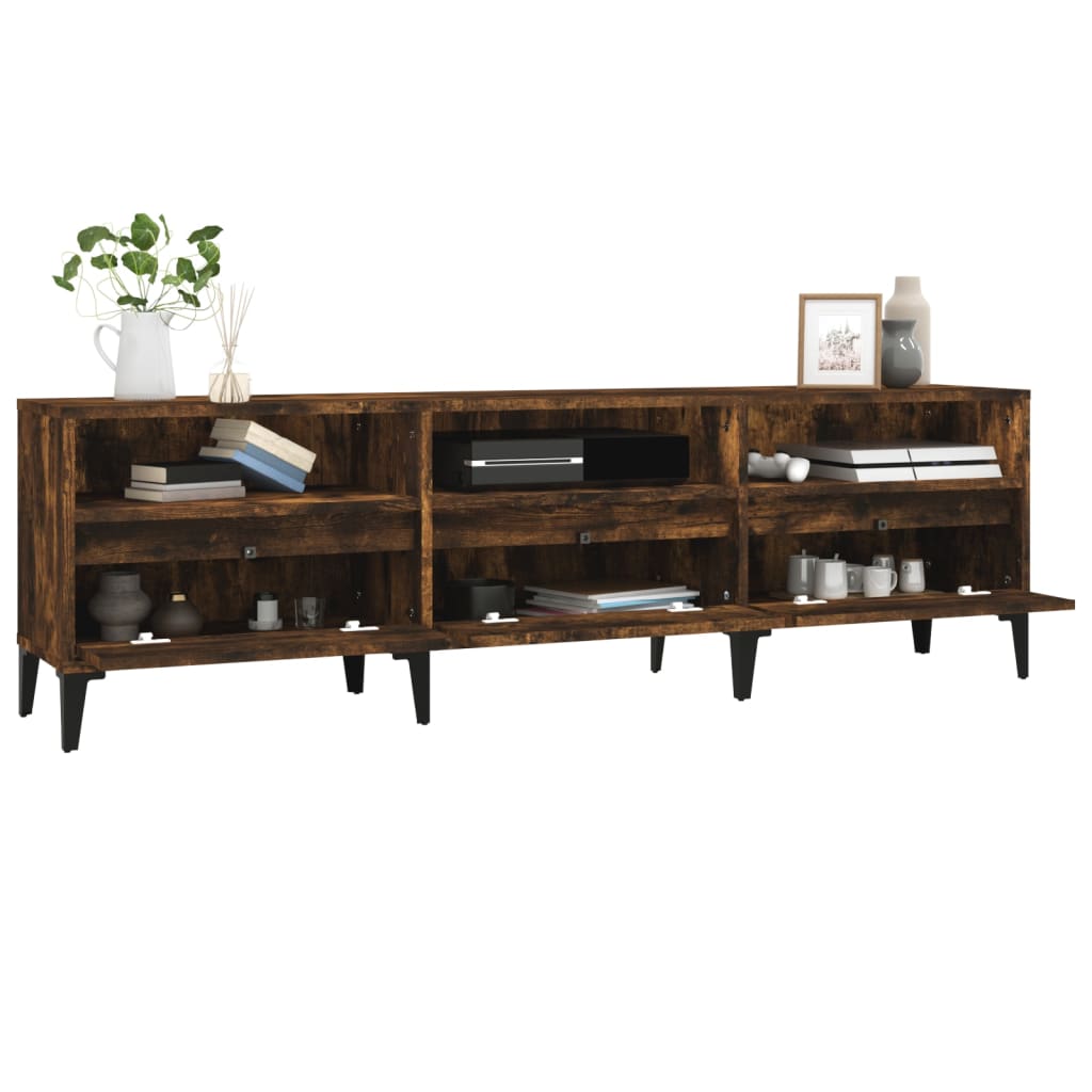 Meuble TV chêne fumé 150x30x44,5 cm bois d'ingénierie - XIOS