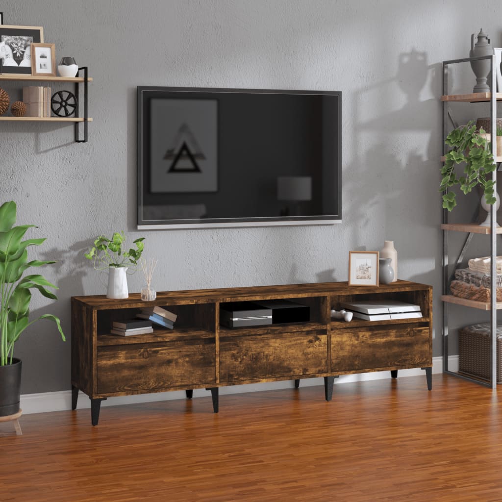 Meuble TV chêne fumé 150x30x44,5 cm bois d'ingénierie - XIOS