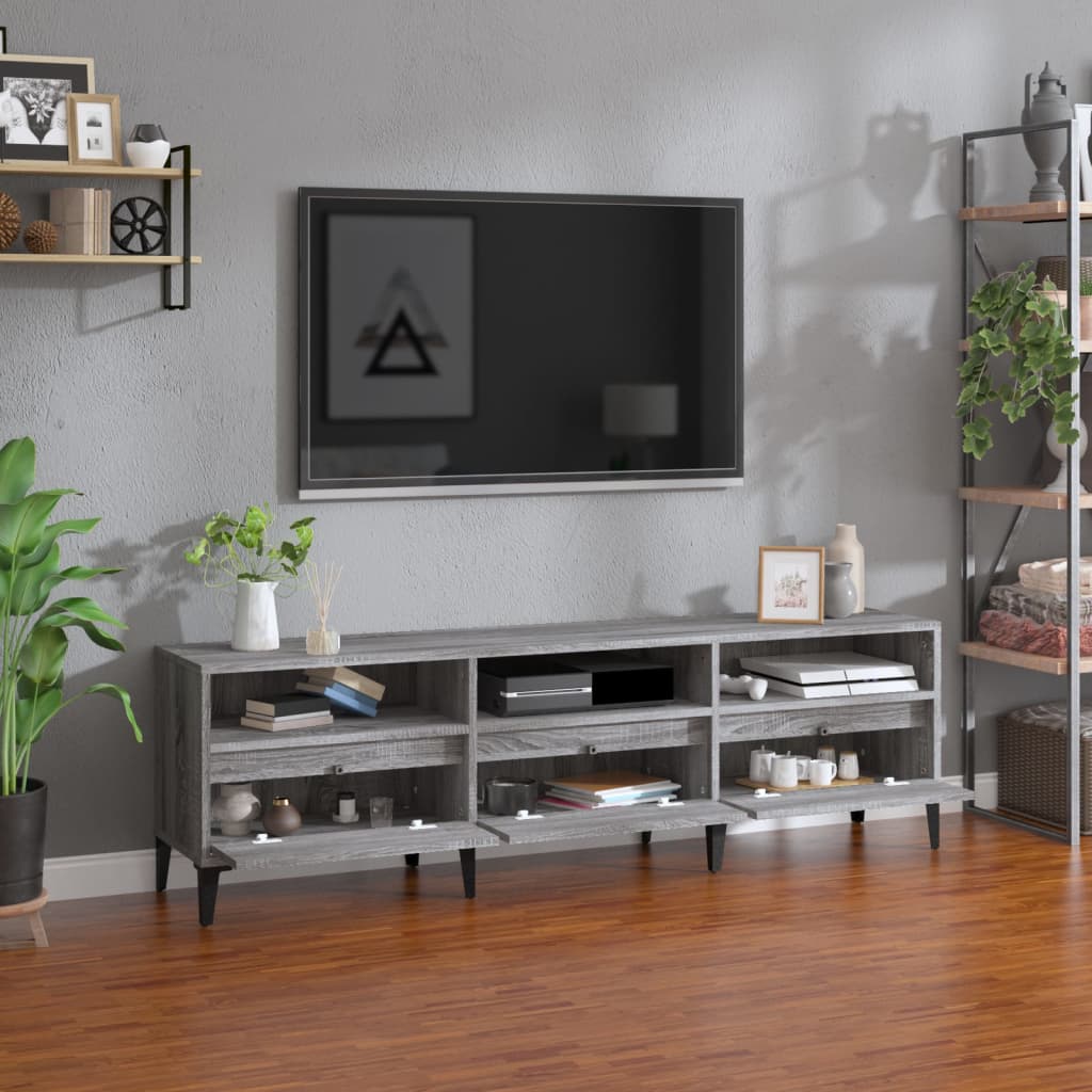Meuble TV sonoma gris 150x30x44,5 cm bois d'ingénierie - XIOS