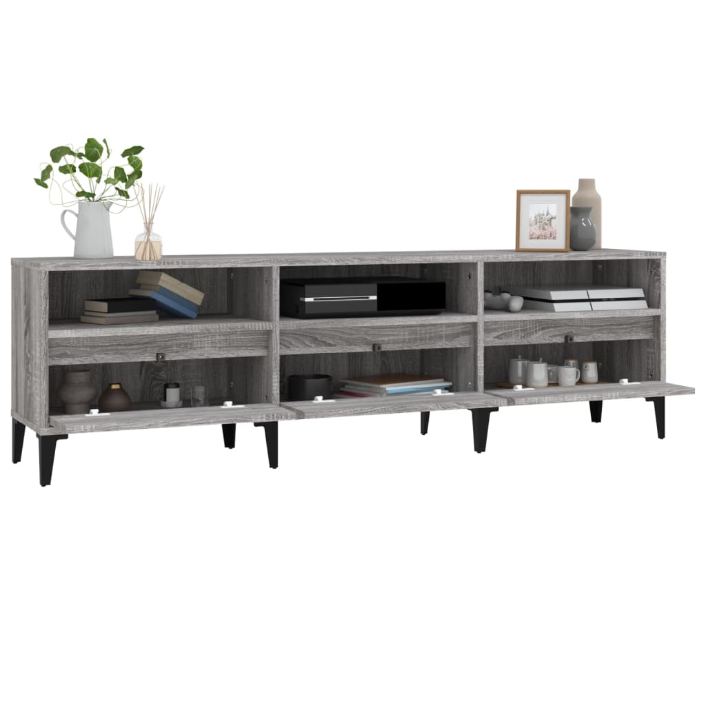 Meuble TV sonoma gris 150x30x44,5 cm bois d'ingénierie - XIOS