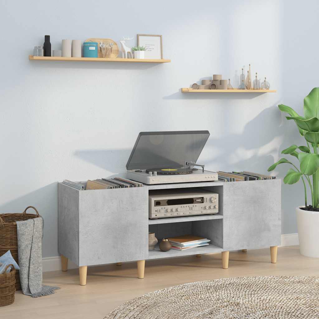 Armoire à disques gris béton 121x38x48 cm bois d'ingénierie - XIOS