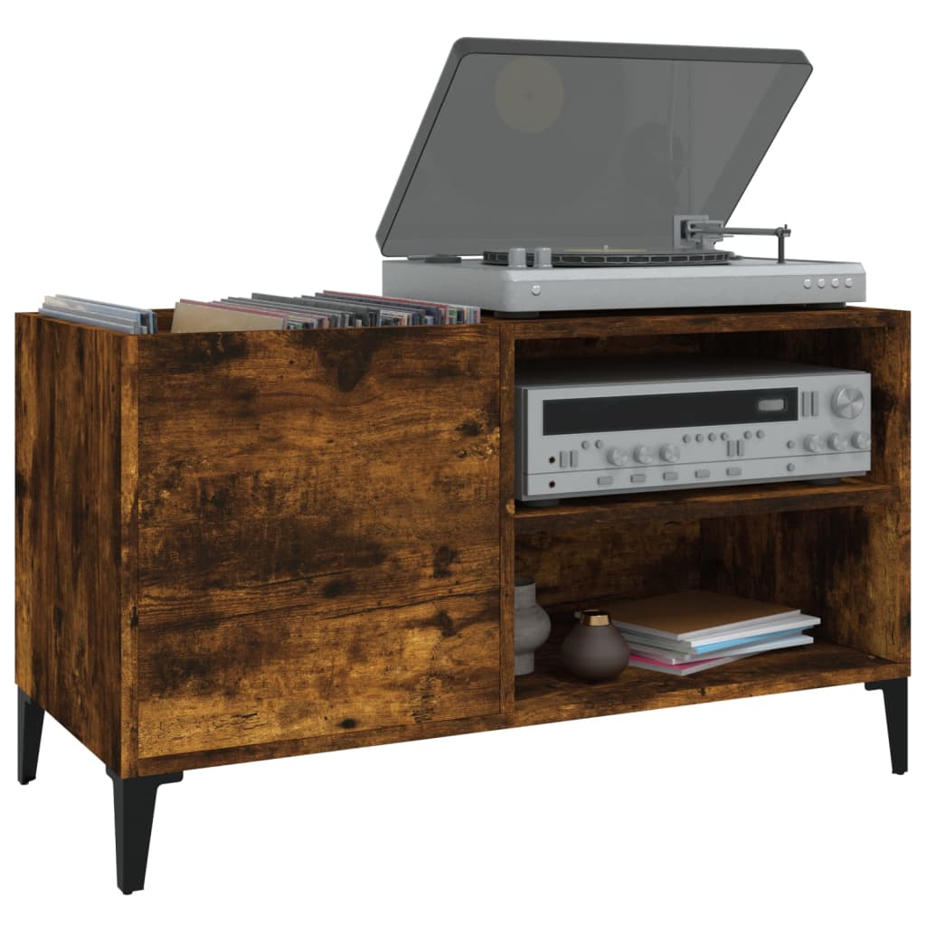 Armoire à disques chêne fumé 84,5x38x48 cm bois d'ingénierie - XIOS