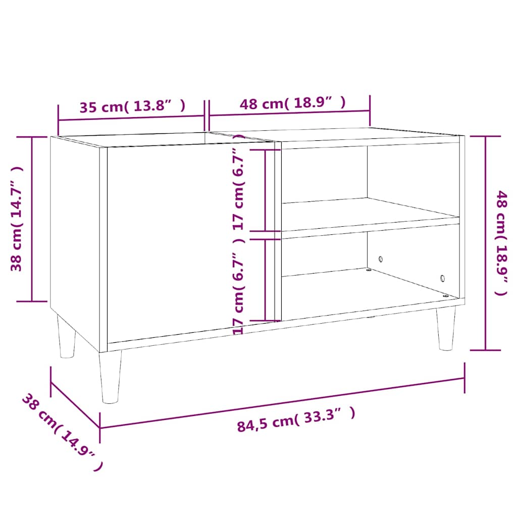 Armoire à disques sonoma gris 84,5x38x48 cm bois d'ingénierie - XIOS