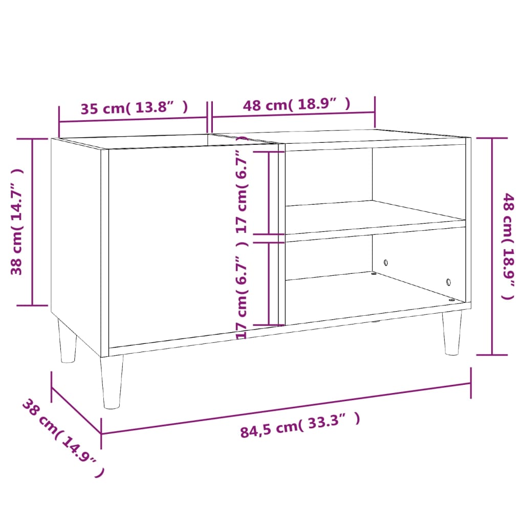 Armoire à disques chêne marron 84,5x38x48 cm bois d'ingénierie - XIOS