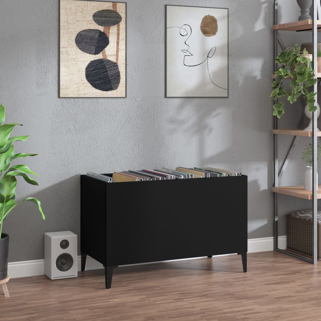Armoire à disques noir 74,5x38x48 cm bois d'ingénierie - XIOS