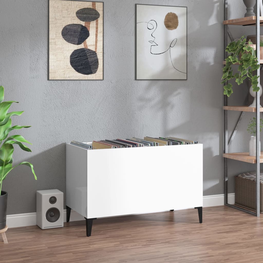 Armoire à disques blanc brillant 74,5x38x48cm bois d'ingénierie - XIOS