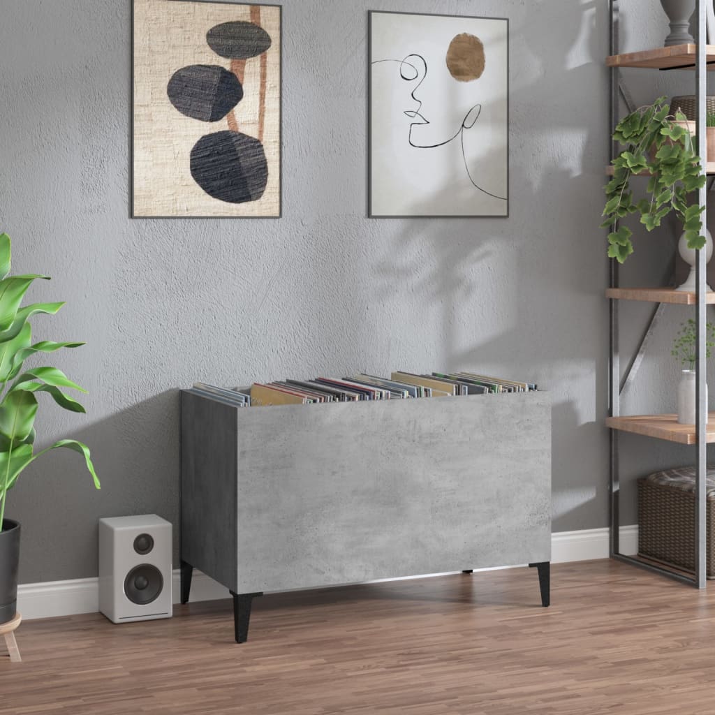 Armoire à disques gris béton 74,5x38x48 cm bois d'ingénierie - XIOS