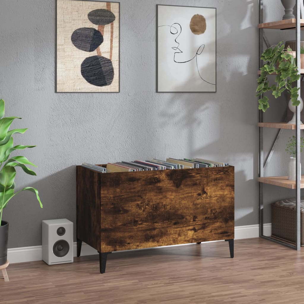 Armoire à disques chêne fumé 74,5x38x48 cm bois d'ingénierie - XIOS