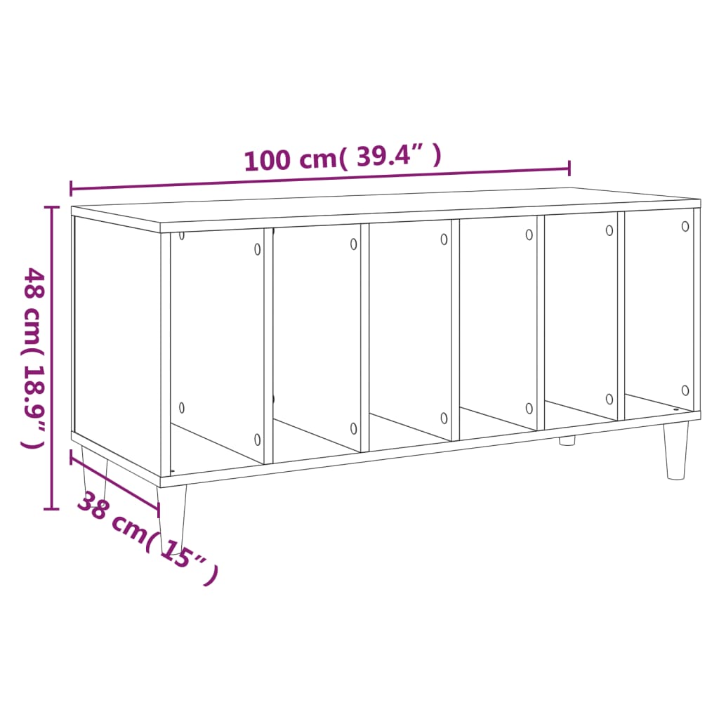 Armoire à disques sonoma gris 100x38x48 cm bois d'ingénierie - XIOS