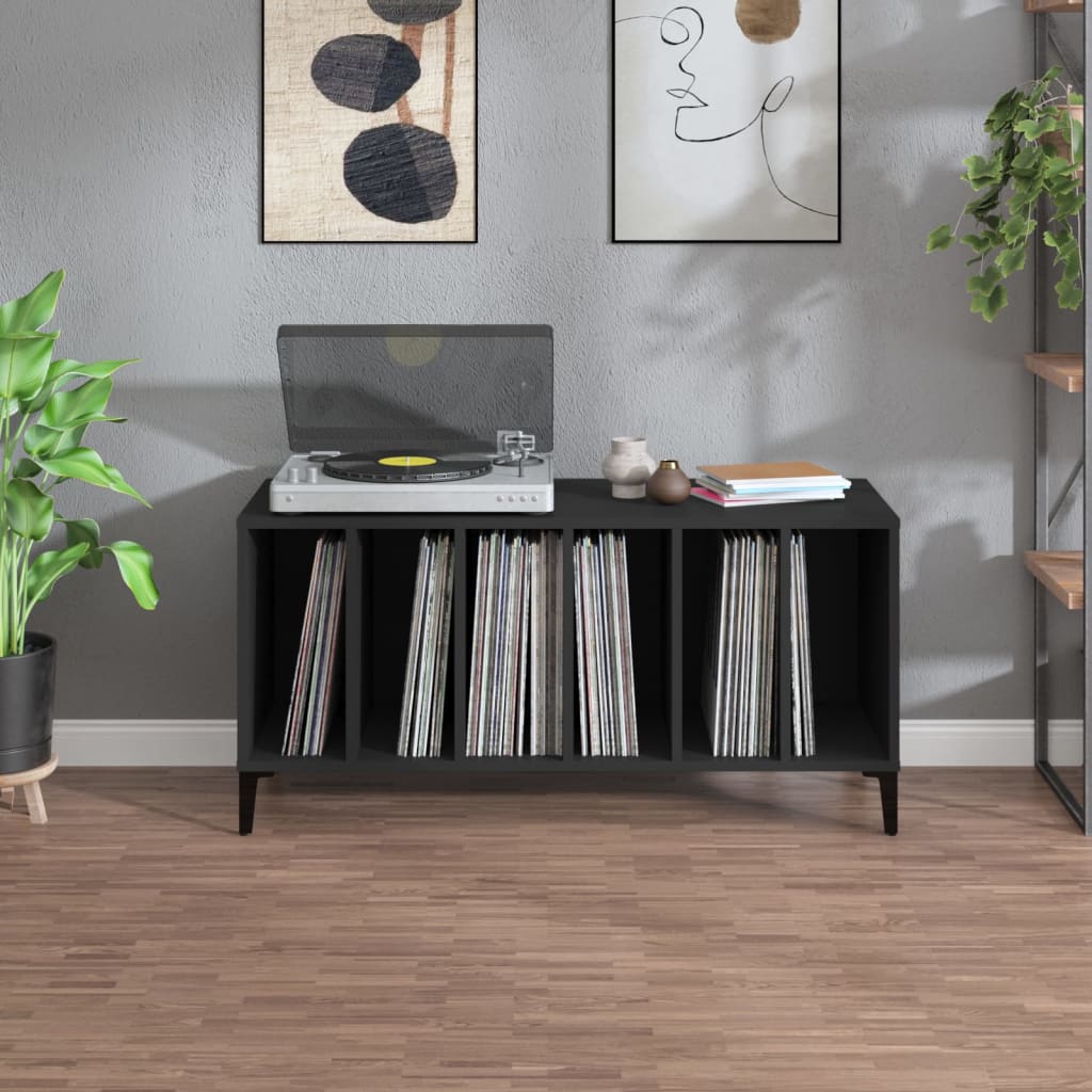 Armoire à disques noir 100x38x48 cm bois d'ingénierie - XIOS