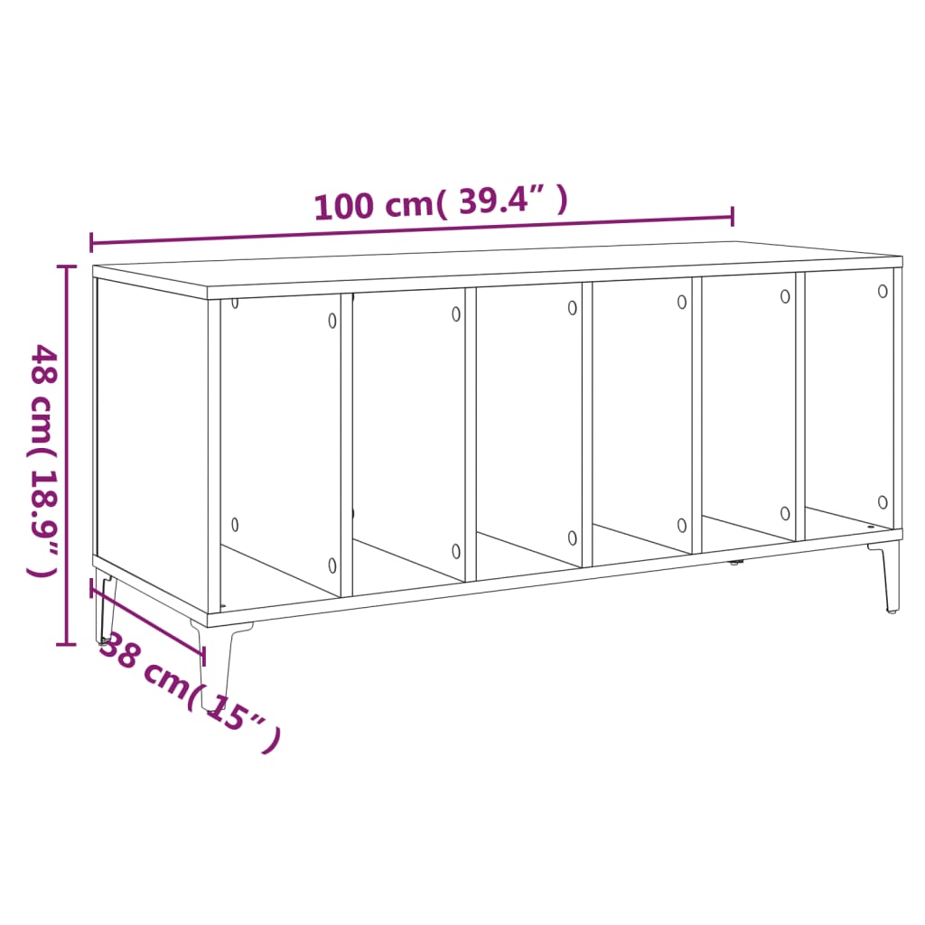 Armoire à disques noir 100x38x48 cm bois d'ingénierie - XIOS