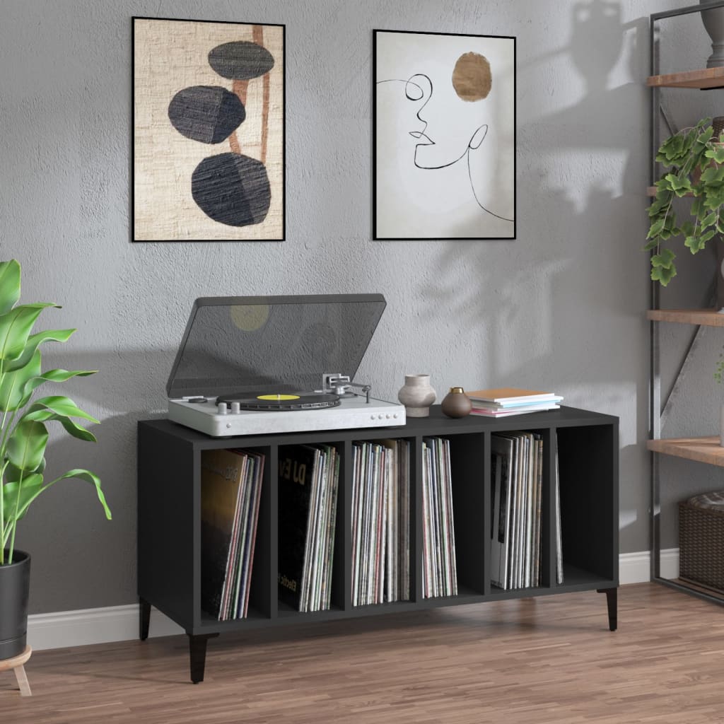 Armoire à disques noir 100x38x48 cm bois d'ingénierie - XIOS