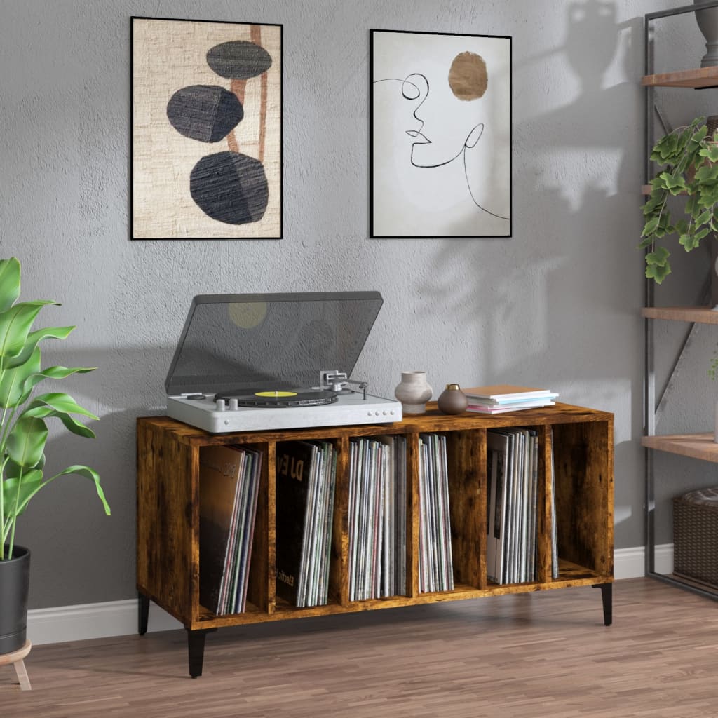 Armoire à disques chêne fumé 100x38x48 cm bois d'ingénierie - XIOS