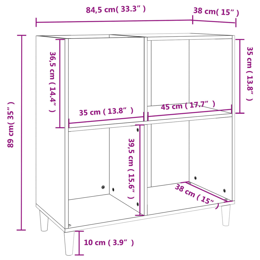 Armoire à disques noir 84,5x38x89 cm bois d'ingénierie - XIOS