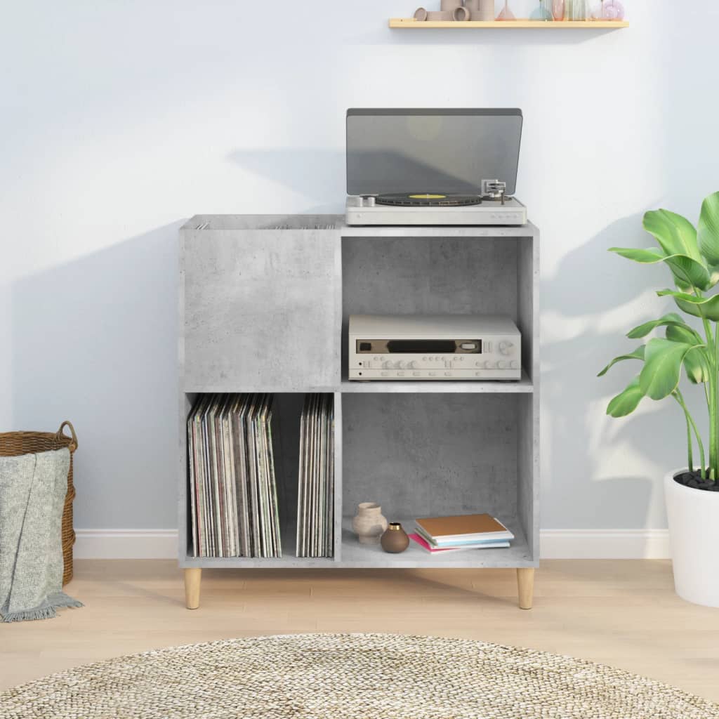 Armoire à disques gris béton 84,5x38x89 cm bois d'ingénierie - XIOS