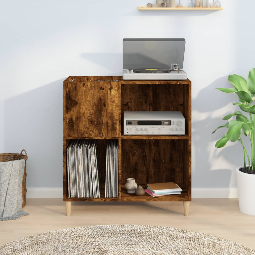 Armoire à disques chêne fumé 84,5x38x89 cm bois d'ingénierie - XIOS