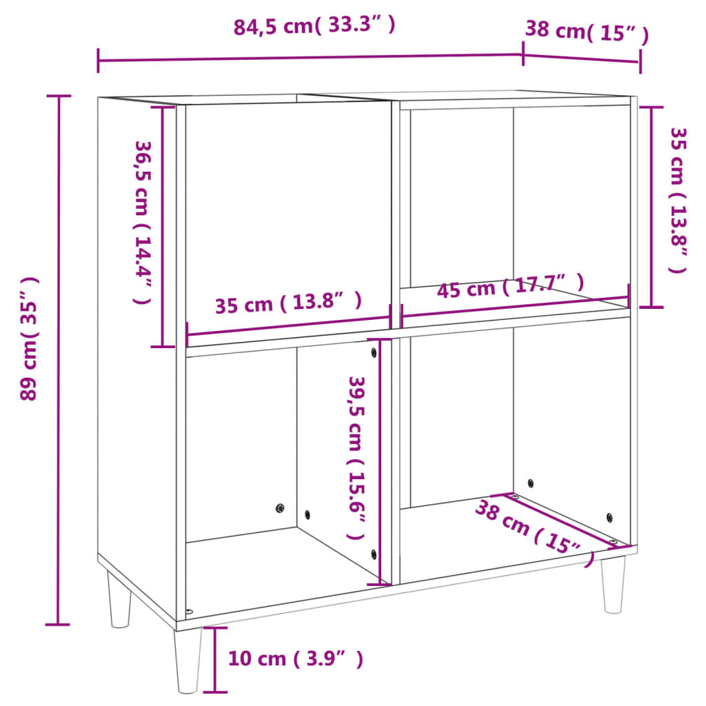 Armoire à disques chêne fumé 84,5x38x89 cm bois d'ingénierie - XIOS